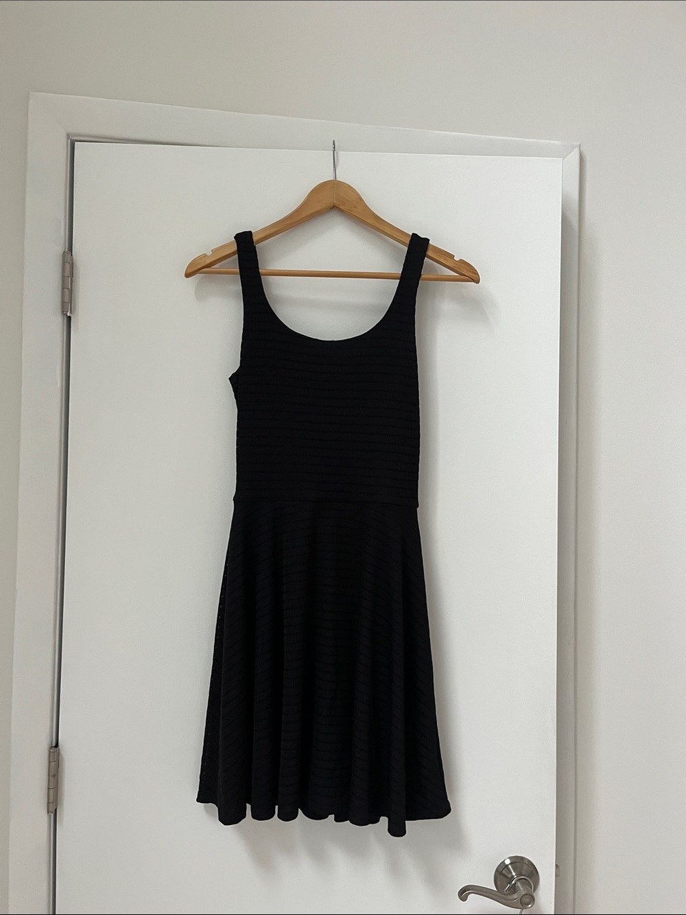 Aqua Black Scoop-Neck Mini Skater Dress